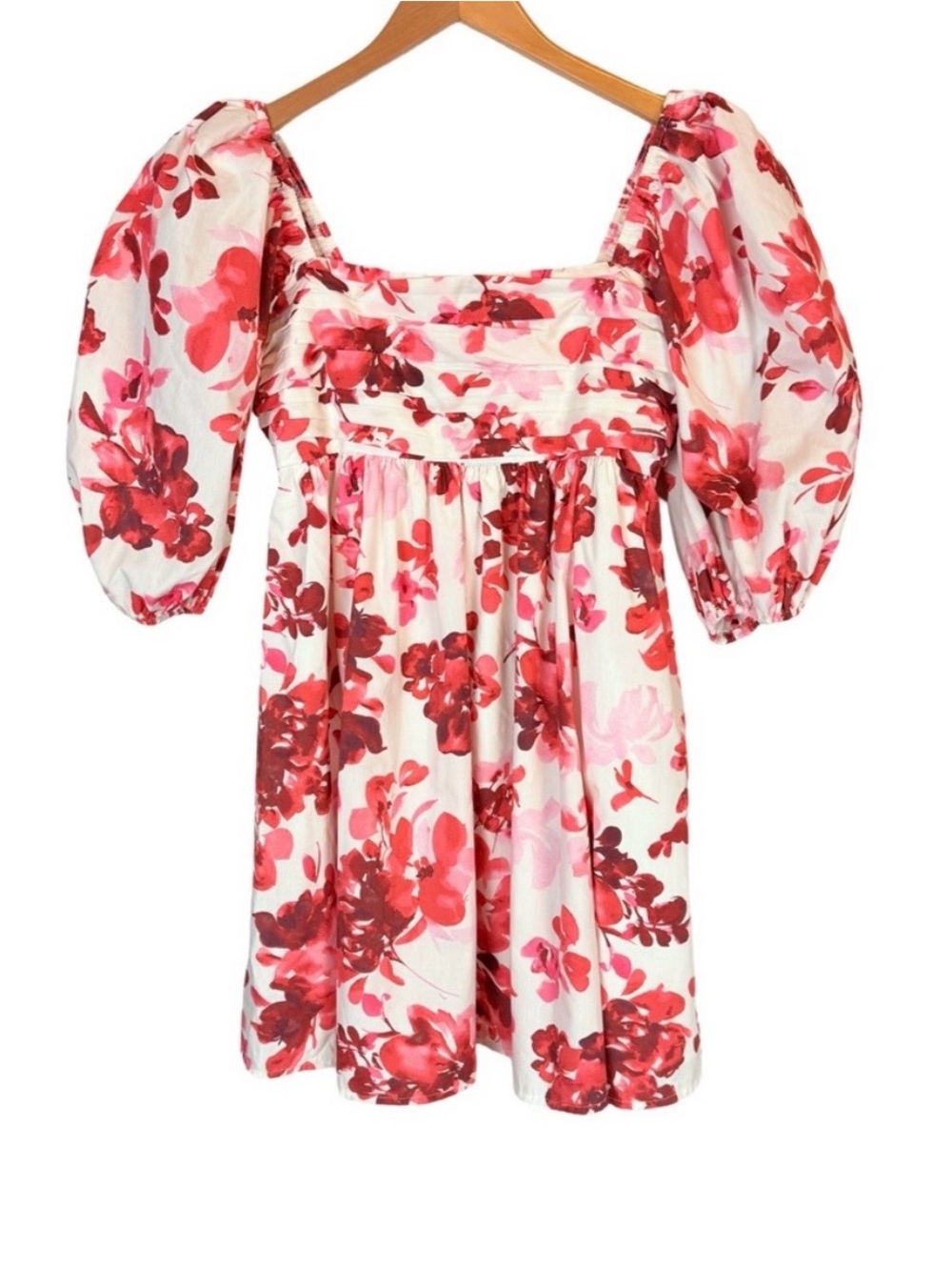 Abercrombie & Fitch White Mini Dress with Pink & Red Floral Print